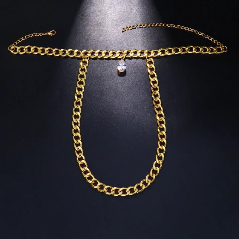 Crystal Pendant Anklet High Heel Cuban Link Chain Foot Bracelet