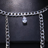 Crystal Pendant Anklet High Heel Cuban Link Chain Foot Bracelet