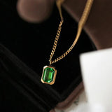 Green Crystal Anklet Retro Titanium Steel Ankle Bracelet