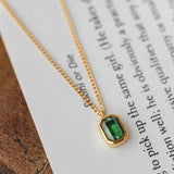 Green Crystal Anklet Retro Titanium Steel Ankle Bracelet
