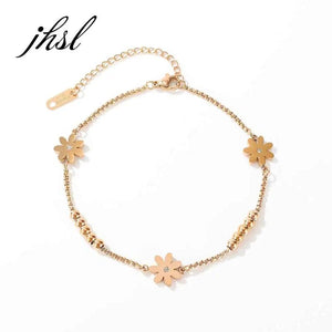 Flower Charm Anklets Stainless Steel Jewelry for Women