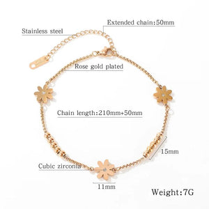 Flower Charm Anklets Stainless Steel Jewelry for Women