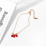 Women Anklets Red Ball Charm Stainless Steel Foot Jewelry