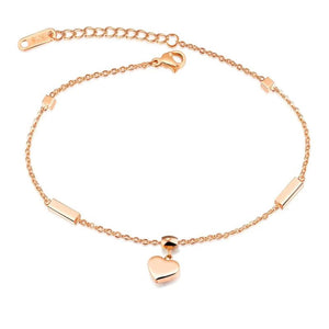 Women's Anklet Heart Charm Beach Foot Chain Rose
