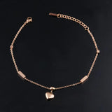 Women's Anklet Heart Charm Beach Foot Chain Rose