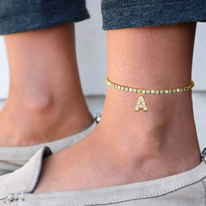 18K PVD Plated Zirconia Stainless Steel Anklet for Women