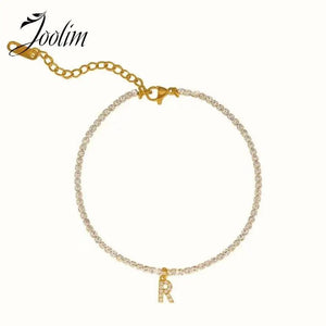 18K PVD Plated Zirconia Stainless Steel Anklet for Women