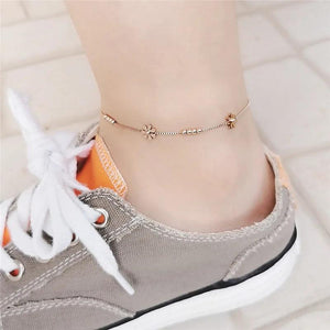 Stainless Steel Daisy Flower Anklet, Beads Foot Jewelry for Women