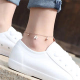 Flower Bells Anklet 18KGP Rose Stainless Steel Charm Jewelry Gift