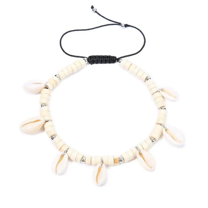 Vintage Leather Shell Anklets for Women