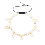 Vintage Leather Shell Anklets for Women