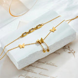 316L Stainless Steel Zircon Butterfly Anklet for Women