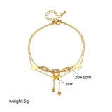 316L Stainless Steel Zircon Butterfly Anklet for Women