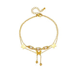 316L Stainless Steel Zircon Butterfly Anklet for Women