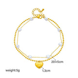 316L Stainless Steel Heart Pearl Anklets For Women Girl Leg Chain