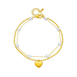 316L Stainless Steel Heart Pearl Anklets For Women Girl Leg Chain