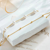 316L Stainless Steel Double Layer Pearl Anklets For Women Girl Leg Chain