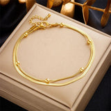 316L SS Double-Layer Anklets For Women Waterproof Jewelry