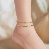 316L SS Double-Layer Anklets For Women Waterproof Jewelry