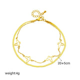 2-Layer Butterfly Charm Anklet 316L Stainless Steel Waterproof Jewelry