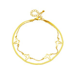 2-Layer Butterfly Charm Anklet 316L Stainless Steel Waterproof Jewelry