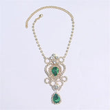 Green Water Drop Pendant Anklet Rhinestone Ankle Chain