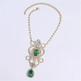 Green Water Drop Pendant Anklet Rhinestone Ankle Chain