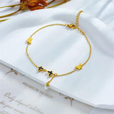 316L Stainless Steel Butterfly Pearl Charm Anklets For Women Girl Leg Chain