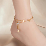 316L Stainless Steel Heart Anklets Multi-layer Chains Non-fading Jewelry Gift