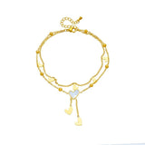 316L Stainless Steel Heart Anklets Multi-layer Chains Non-fading Jewelry Gift