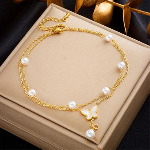 316L Stainless Steel Butterfly Charm Anklets For Women - Non-fading Jewelry