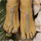 Summer Beach Rhinestone Ankle Chain Crystal Claw Jewelry