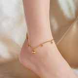 316L Stainless Steel Round Beads Charm Anklets For Women Girl Leg Chain Jewelry