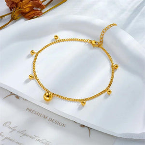 316L Stainless Steel Round Beads Charm Anklets For Women Girl Leg Chain Jewelry