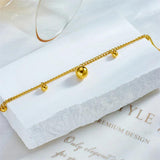 316L Stainless Steel Round Beads Charm Anklets For Women Girl Leg Chain Jewelry