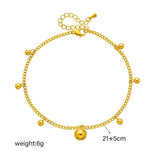 316L Stainless Steel Round Beads Charm Anklets For Women Girl Leg Chain Jewelry