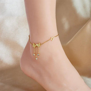 316L Stainless Steel Butterfly Zircon Anklets for Women Girl