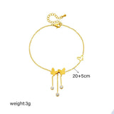 316L Stainless Steel Butterfly Zircon Anklets for Women Girl