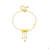 316L Stainless Steel Butterfly Zircon Anklets for Women Girl