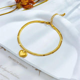 316L Stainless Steel Heart Charm Anklets 2-Layer Leg Chain