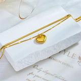 316L Stainless Steel Heart Charm Anklets 2-Layer Leg Chain