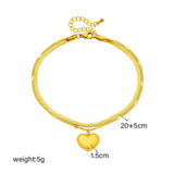 316L Stainless Steel Heart Charm Anklets 2-Layer Leg Chain