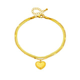 316L Stainless Steel Heart Charm Anklets 2-Layer Leg Chain