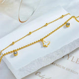 316L Stainless Steel Butterfly Zircon Anklets Double Layer Waterproof Jewelry