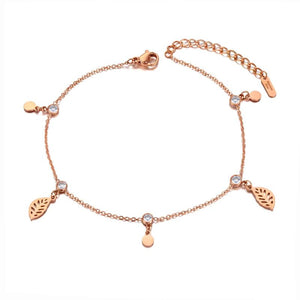 Bohemia Stainless Steel Leaf Charm Anklets For Women