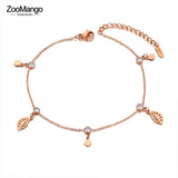 Bohemia Stainless Steel Leaf Charm Anklets For Women