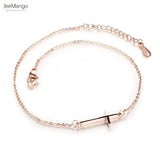 Stainless Steel Rose Cross Women's Anklet