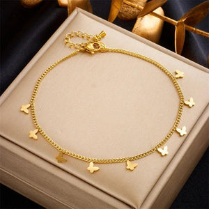 316L Stainless Steel Butterfly Anklets for Women Girl Leg Chain Non-fading