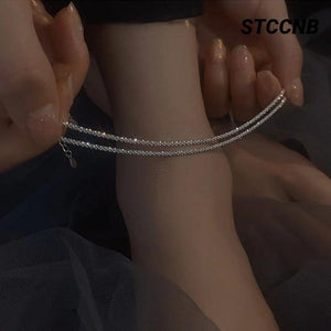 Starry Sky Sparkle Silver Women's Anklet Copper Plated