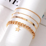 Bohemia Multi-layer Ankle Bracelet Set For Women Star Pendant Chain Leg Jewelry